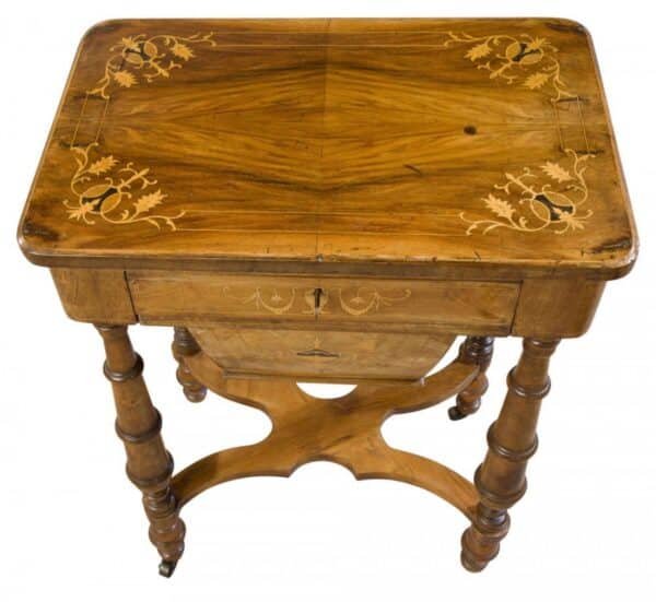 Victorian walnut workbox Antique Furniture 5
