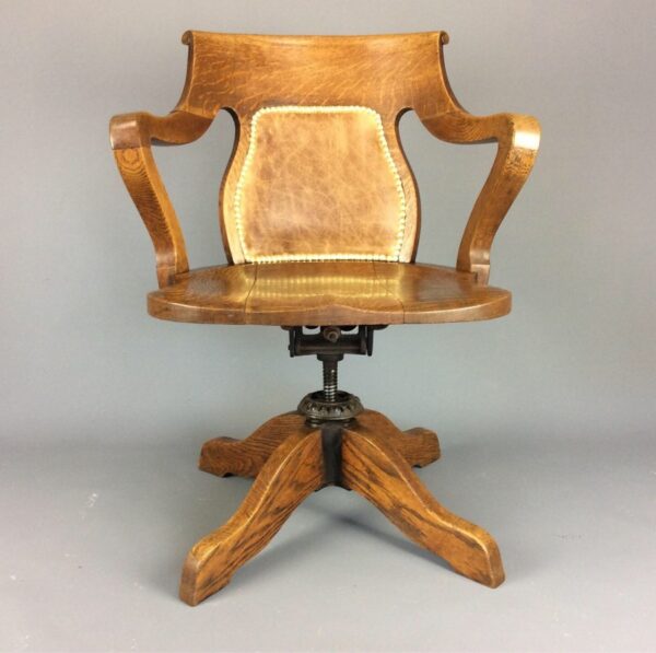 Oak Swivel and Tilt Desk Chair - Image 6
