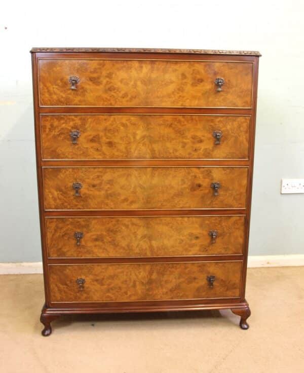 Burr Walnut Chest of Drawers Antique Antique Chest Of Drawers 4