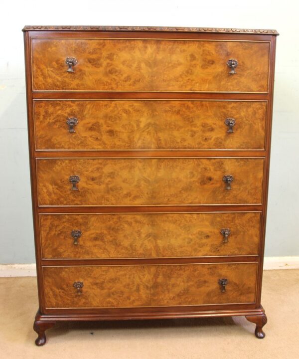 Burr Walnut Chest of Drawers - Image 9
