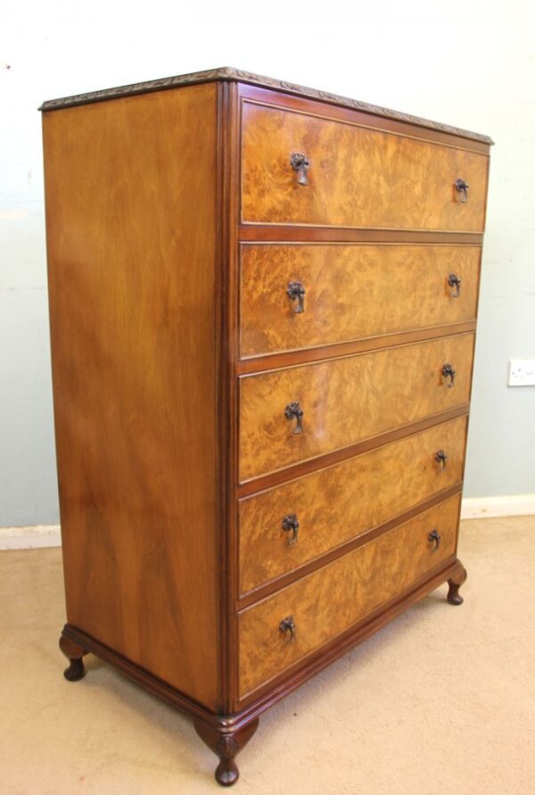 Burr Walnut Chest of Drawers - Image 4