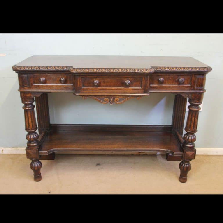 Antique Oak Victorian Shaped Sideboard Server.