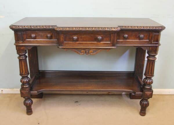 Antique Oak Victorian Shaped Sideboard Server. - Image 2