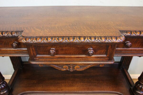 Antique Oak Victorian Shaped Sideboard Server. - Image 16