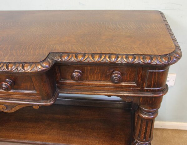 Antique Oak Victorian Shaped Sideboard Server. - Image 6