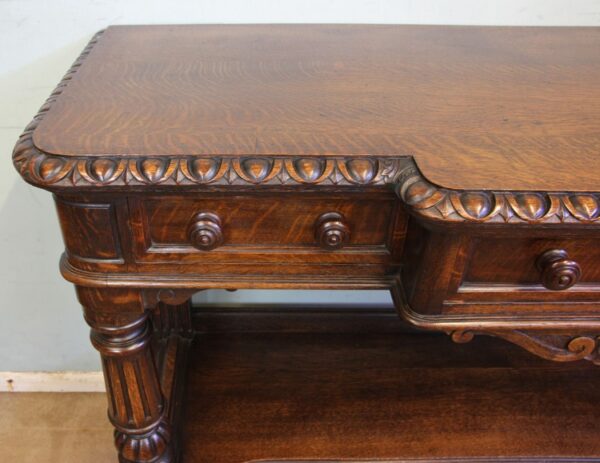 Antique Oak Victorian Shaped Sideboard Server. - Image 8