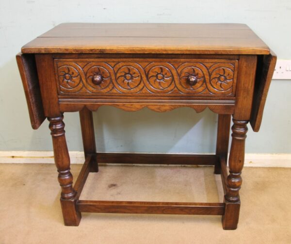 Single Drawer Oak Side Table Antique Antique Tables 4