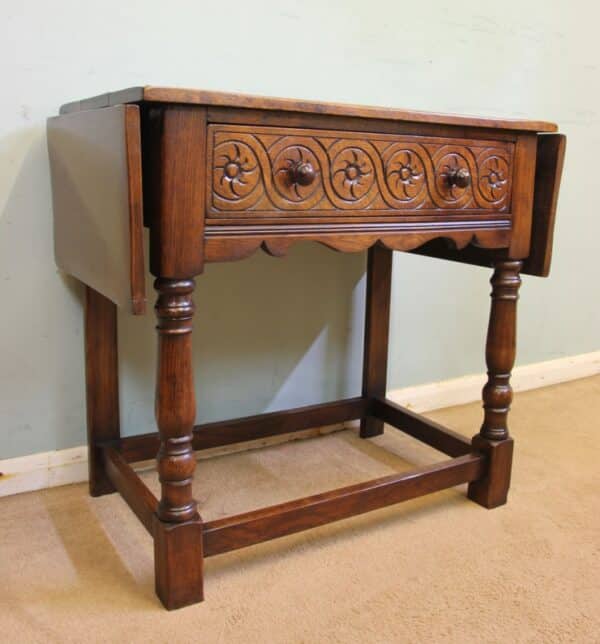 Single Drawer Oak Side Table Antique Antique Tables 8
