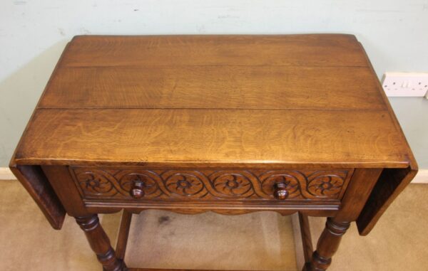 Single Drawer Oak Side Table - Image 7