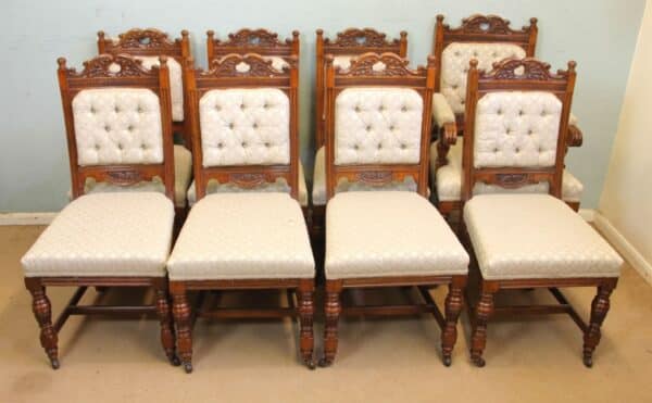 Antique Victorian Set Eight Oak Dining Chairs Sold - Image 2