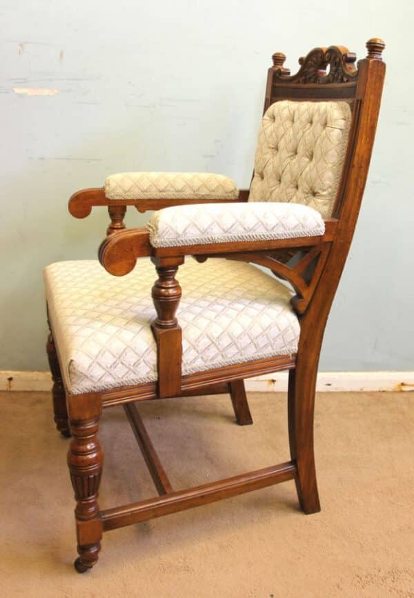 Antique Victorian Set Eight Oak Dining Chairs Sold - Image 12