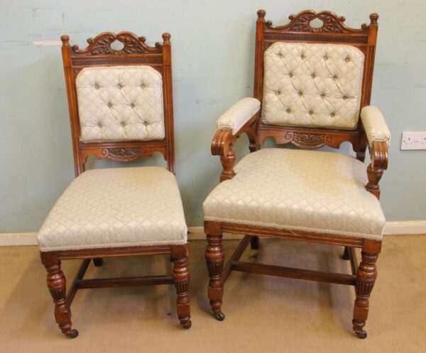 Antique Victorian Set Eight Oak Dining Chairs Sold Dining Antique Chairs 19