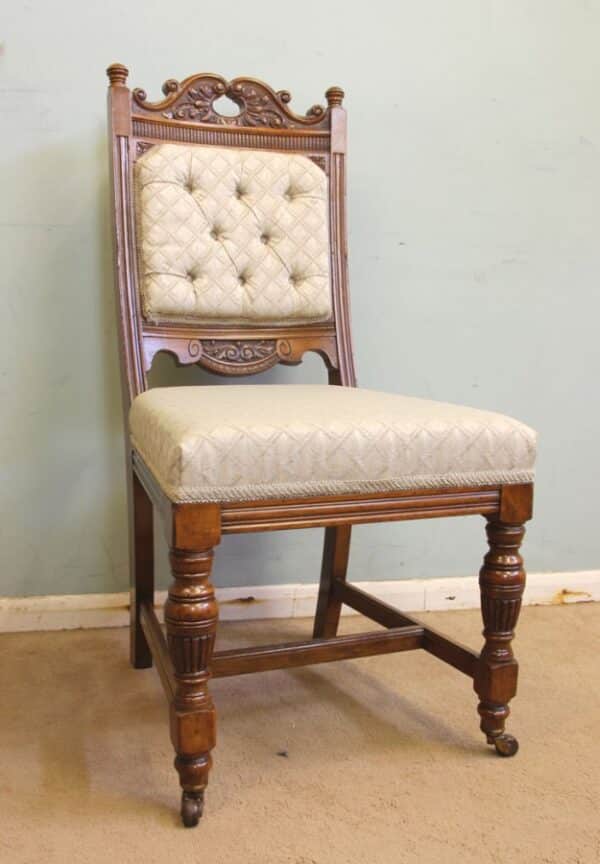 Antique Victorian Set Eight Oak Dining Chairs Sold - Image 4
