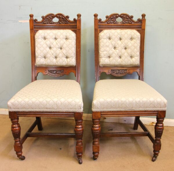 Antique Victorian Set Eight Oak Dining Chairs Sold - Image 5