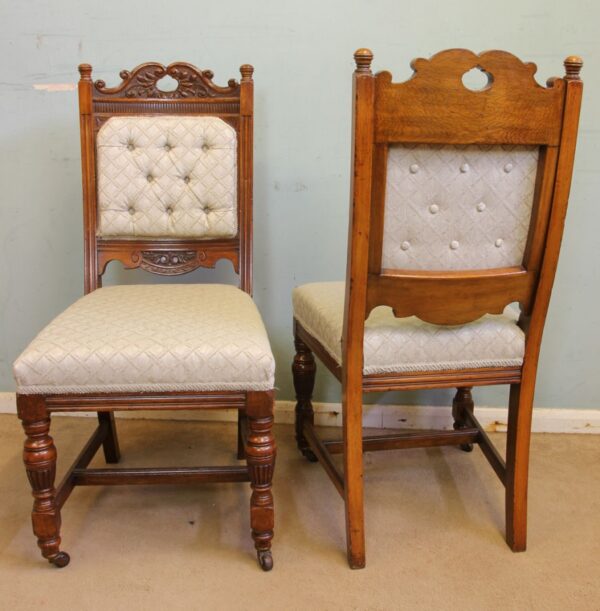 Antique Victorian Set Eight Oak Dining Chairs Sold - Image 10