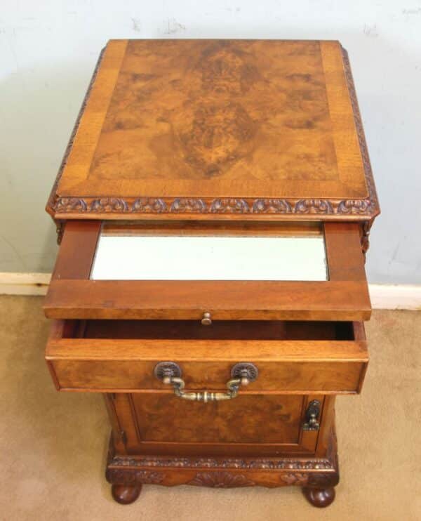 Burr Walnut Bedside Cabinet - Image 6