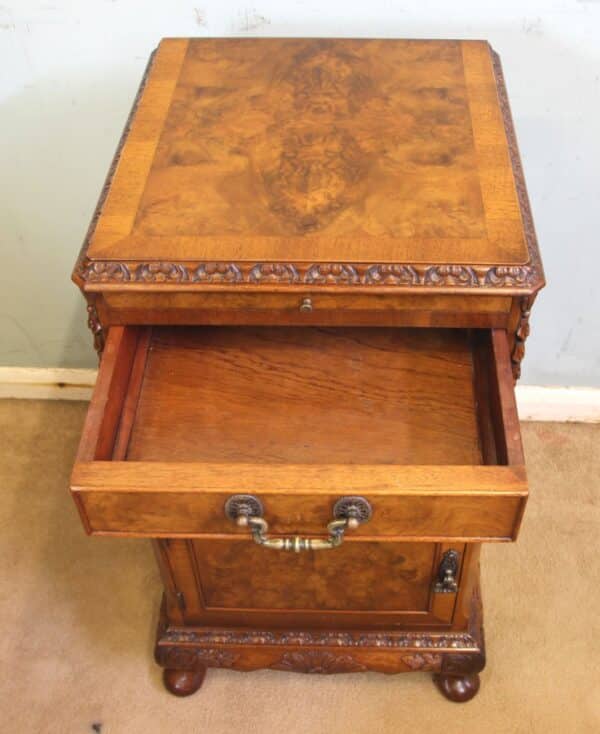 Burr Walnut Bedside Cabinet - Image 7