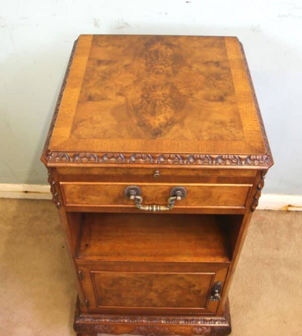Burr Walnut Bedside Cabinet - Image 8