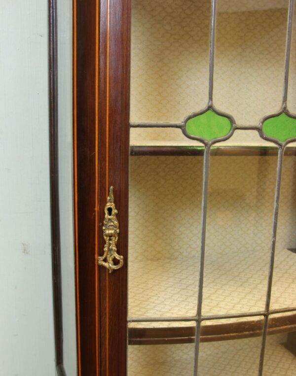Antique Mahogany Inlaid Bow Front Display Cabinet - Image 9