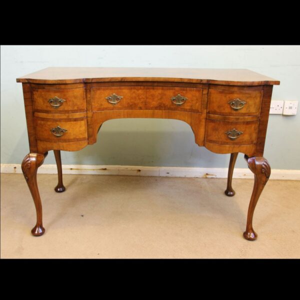 Antique Burr Walnut Writing Desk Side Table / Dressing Table