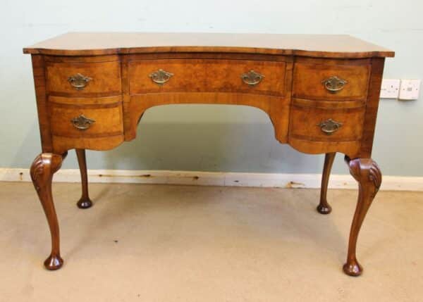 Antique Burr Walnut Writing Desk Side Table / Dressing Table - Image 2