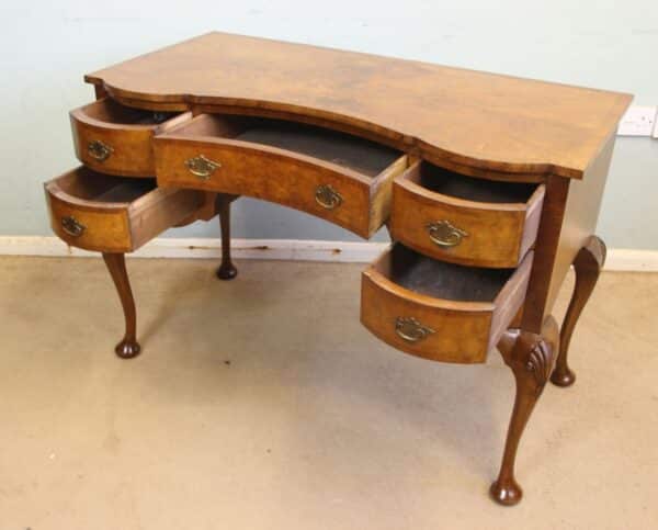 Antique Burr Walnut Writing Desk Side Table / Dressing Table - Image 13