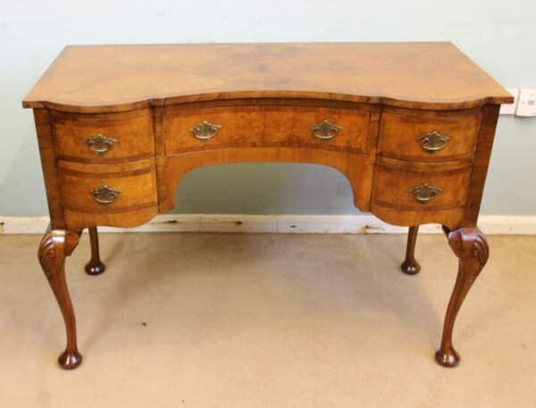 Antique Burr Walnut Writing Desk Side Table / Dressing Table - Image 4