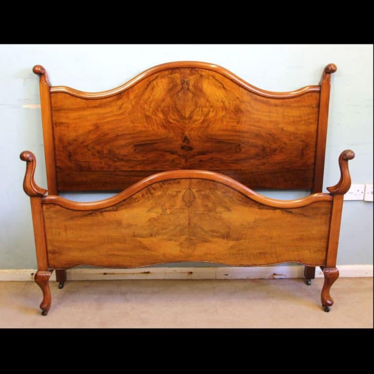Antique Figured Walnut Double Bed Antique Antique Beds Antique Figured Walnut Double Bed