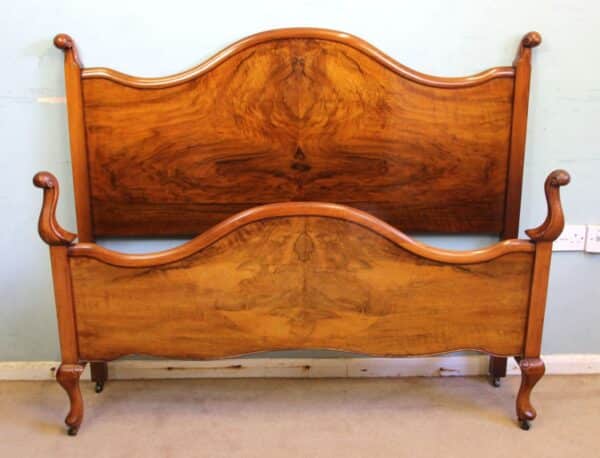 Antique Figured Walnut Double Bed - Image 2