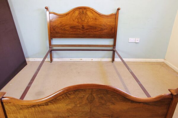 Antique Figured Walnut Double Bed - Image 11