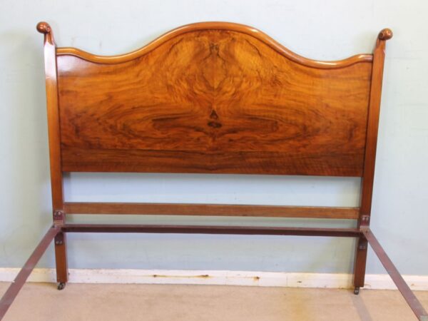 Antique Figured Walnut Double Bed - Image 12