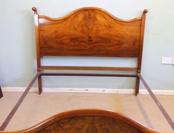 Antique Figured Walnut Double Bed - Image 13