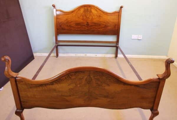 Antique Figured Walnut Double Bed - Image 3