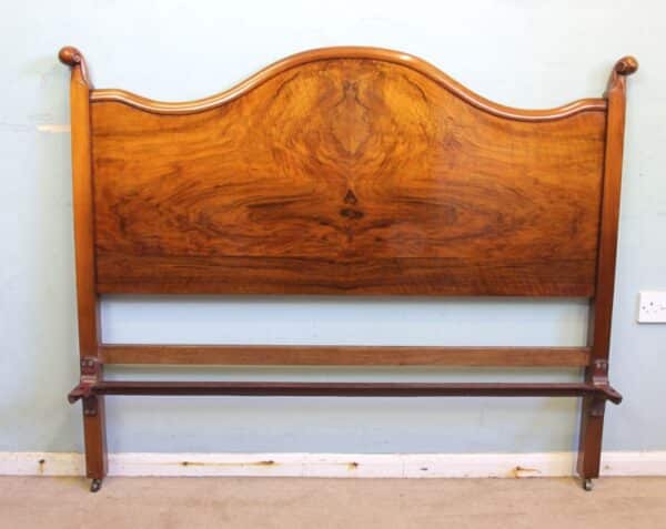Antique Figured Walnut Double Bed - Image 4