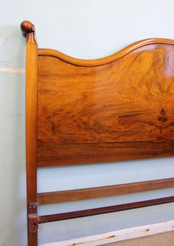 Antique Figured Walnut Double Bed - Image 6