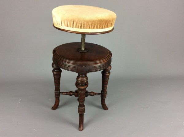 Edwardian Adjustable Piano Stool - Image 3