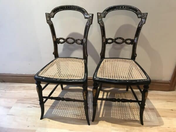 Pair of Lady’s bedrooms mother of Pearl Berger seated chairs Antique Chairs 3