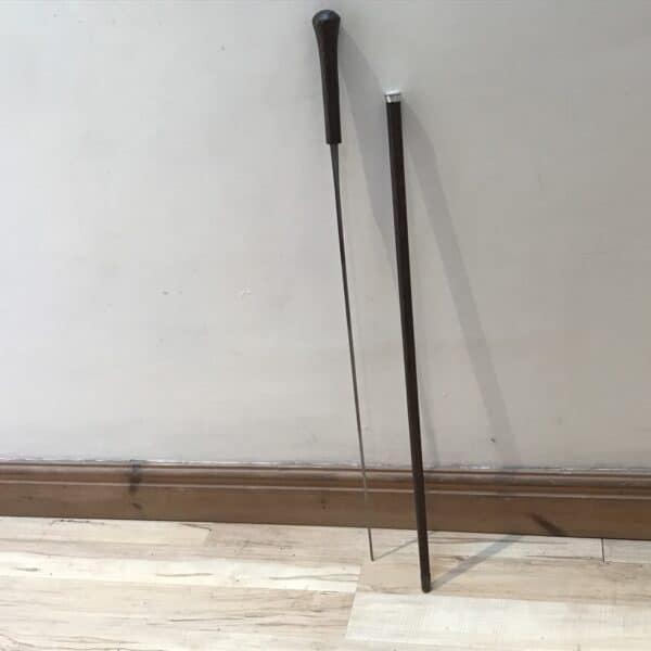 Gentleman’s walking stick sword stick with silver collar hallmarked Birmingham 1923