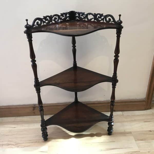 Rosewood free standing corner whatnot Victorian Antique Furniture 3