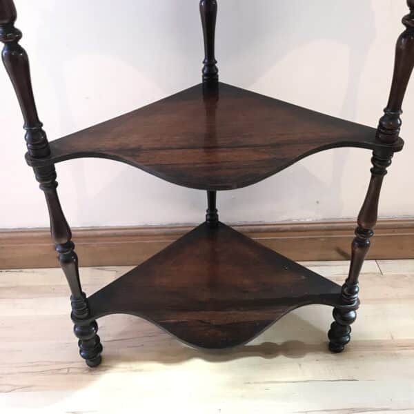 Rosewood free standing corner whatnot Victorian Antique Furniture 4