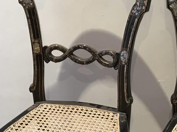 Pair of Lady’s bedrooms mother of Pearl Berger seated chairs - Image 4