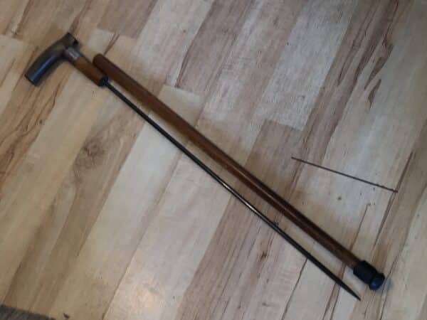 Gentleman’s walking stick sword stick with silver collar hallmarked Birmingham 1894 - Image 4