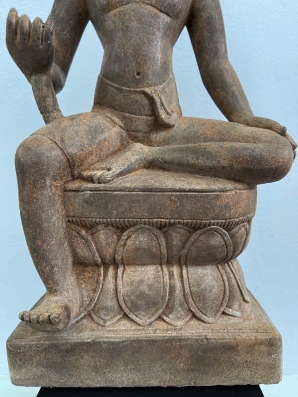K0463 KHMER SITTING VISHNU ON LOTUS THRONE, BAPHUON, 10th CENTURY Angkor wat Antique Art 5
