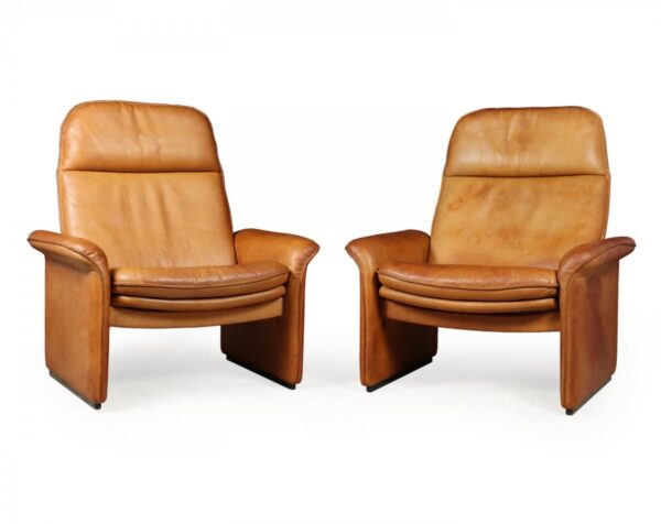 A Pair of De Sede Reclining DS50 in Tan Neck Leather de sede Antique Chairs 3