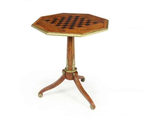 Antique English Walnut, Satinwood and Ebony Chess Table c1880