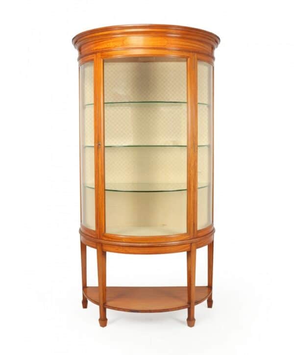 Antique Satinwood Demi Lune Display Cabinet c1900 Antique Cabinets 3