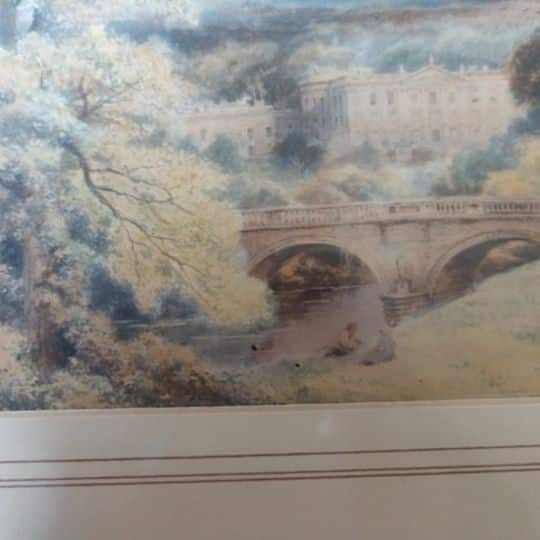 EXQUISITE Chatsworth House signed MINIATURE watercolour by Charles Frederick Allbon c1900 Derbyshire Antique Art 5