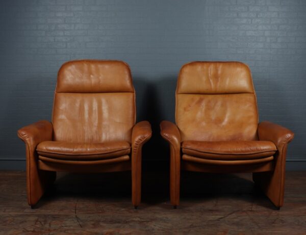 A Pair of De Sede Reclining DS50 in Tan Neck Leather de sede Antique Chairs 13