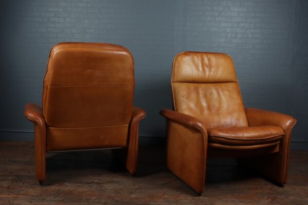 A Pair of De Sede Reclining DS50 in Tan Neck Leather de sede Antique Chairs 6