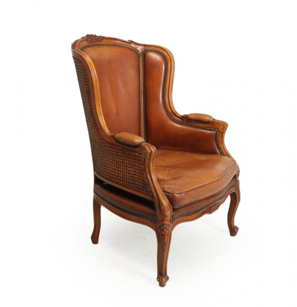 French Leather Bergere Chair Louis XV style - Image 12